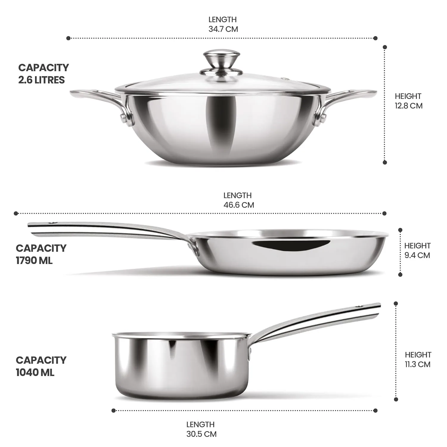 Personalized Triply Stainless Steel 4 Pc Induction Cookware Set (Procook By Milton) - Image 4