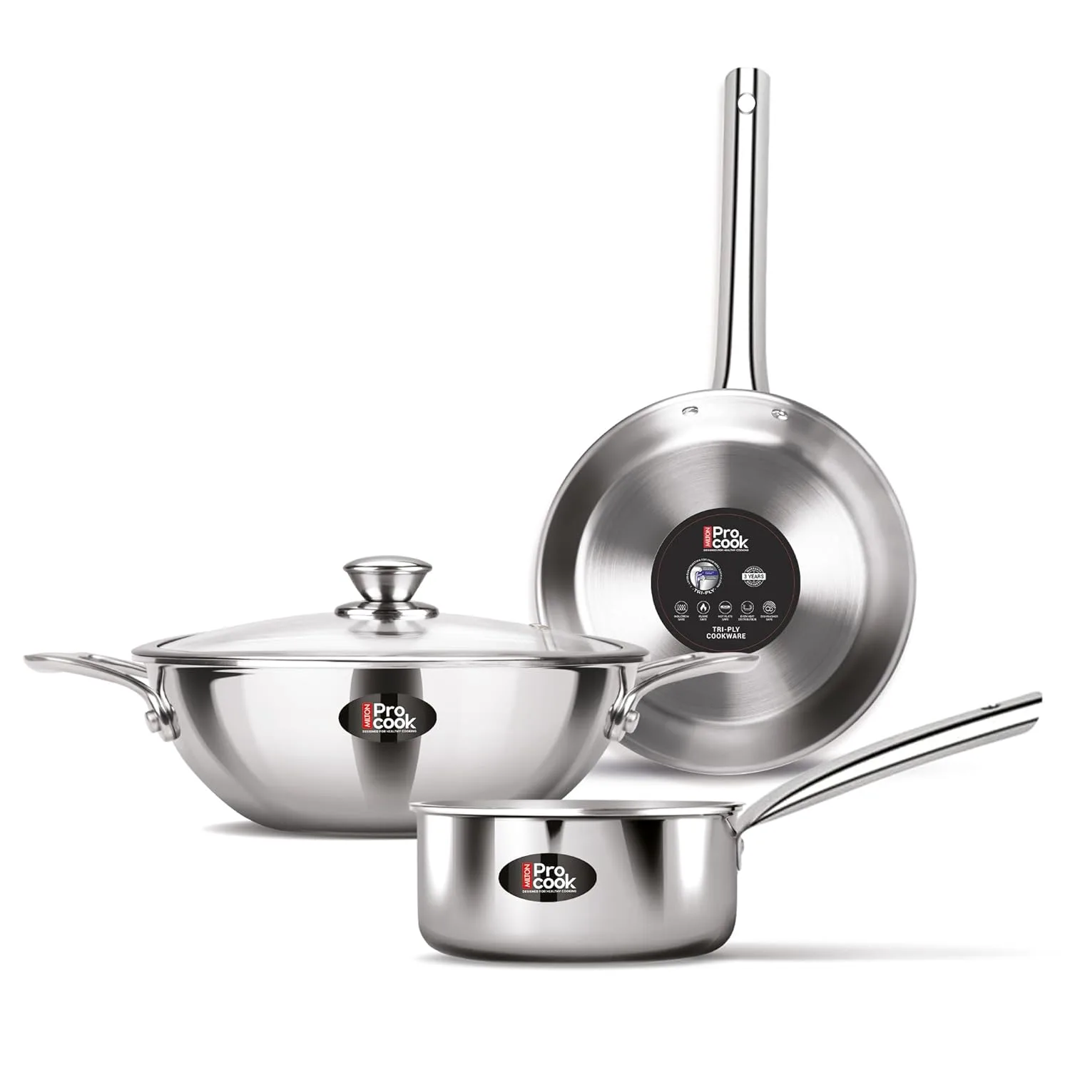 Personalized Triply Stainless Steel 4 Pc Induction Cookware Set (Procook By Milton) - Image 9