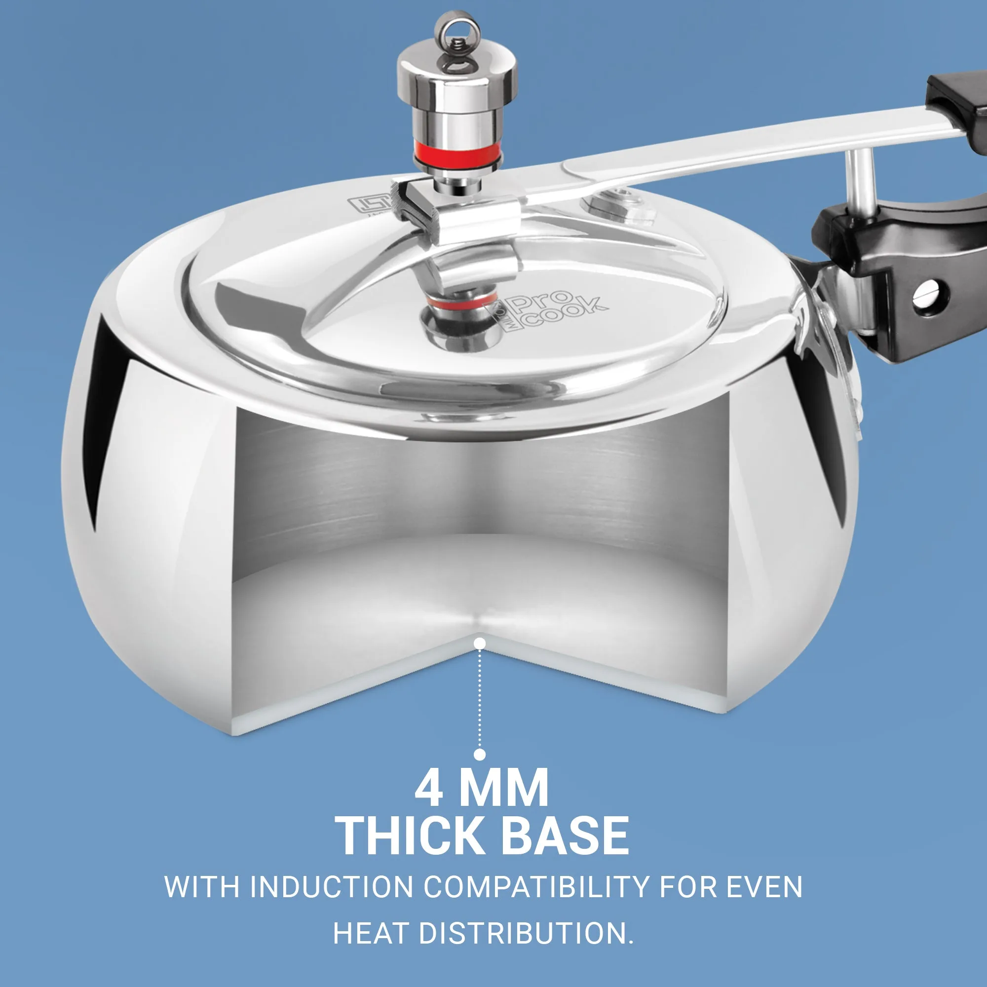 Inner Lid Curve Aluminium Induction Pressure Cooker (Milton Procook) - Image 11