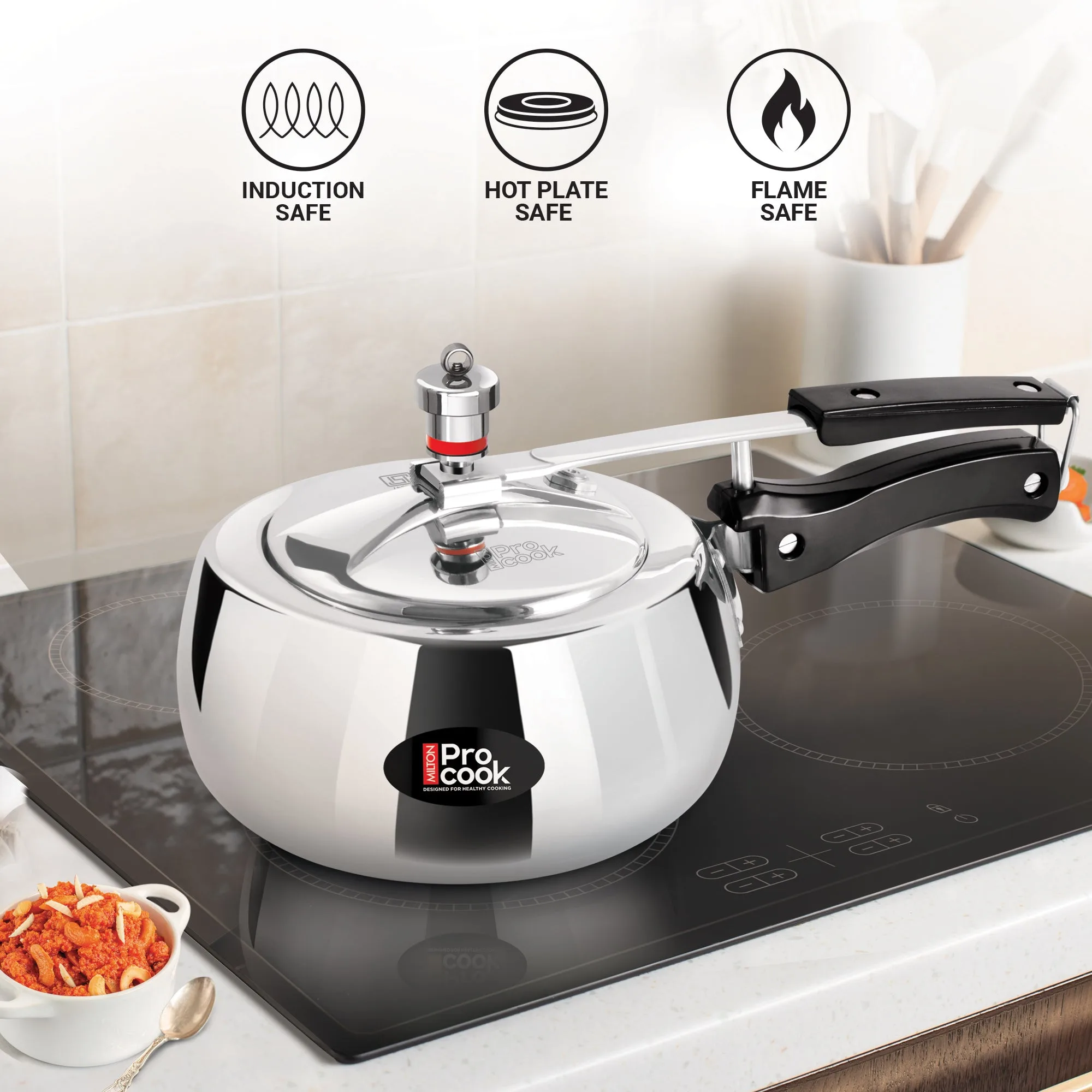 Inner Lid Curve Aluminium Induction Pressure Cooker (Milton Procook) - Image 3