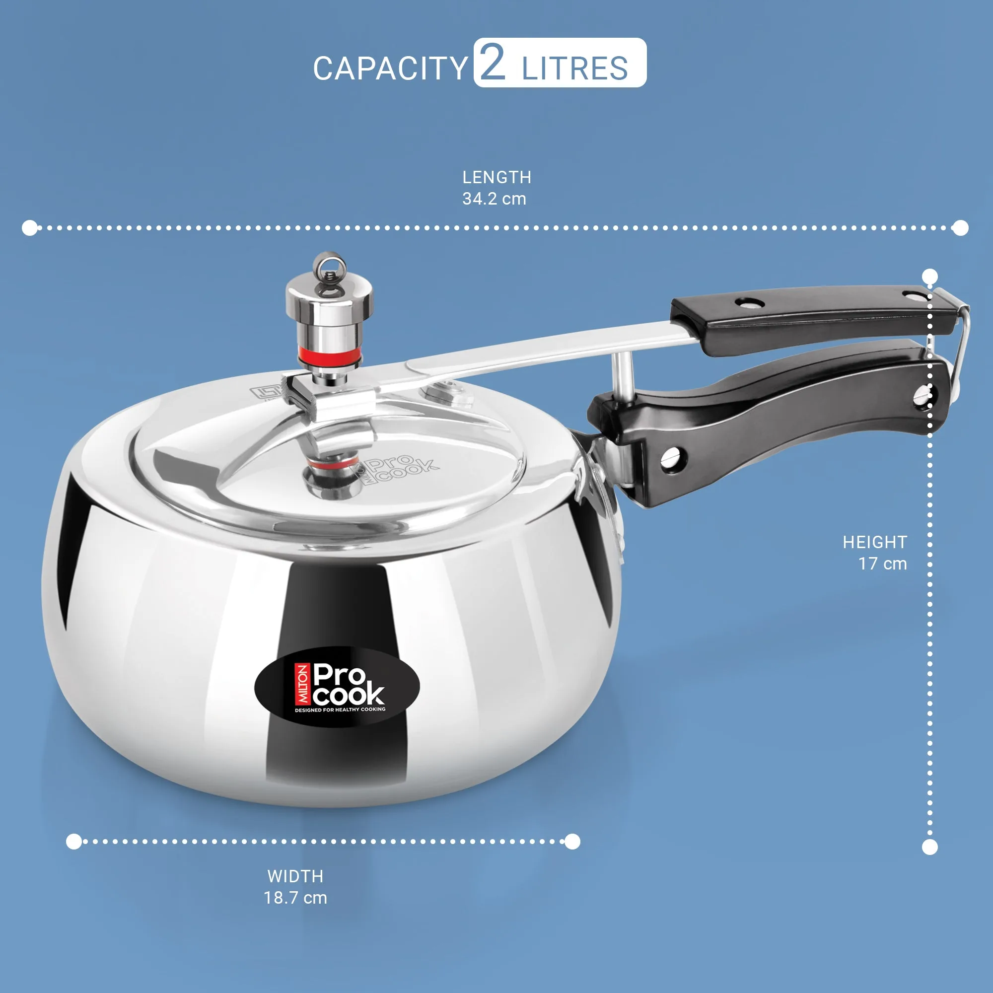 Inner Lid Curve Aluminium Induction Pressure Cooker (Milton Procook) - Image 4