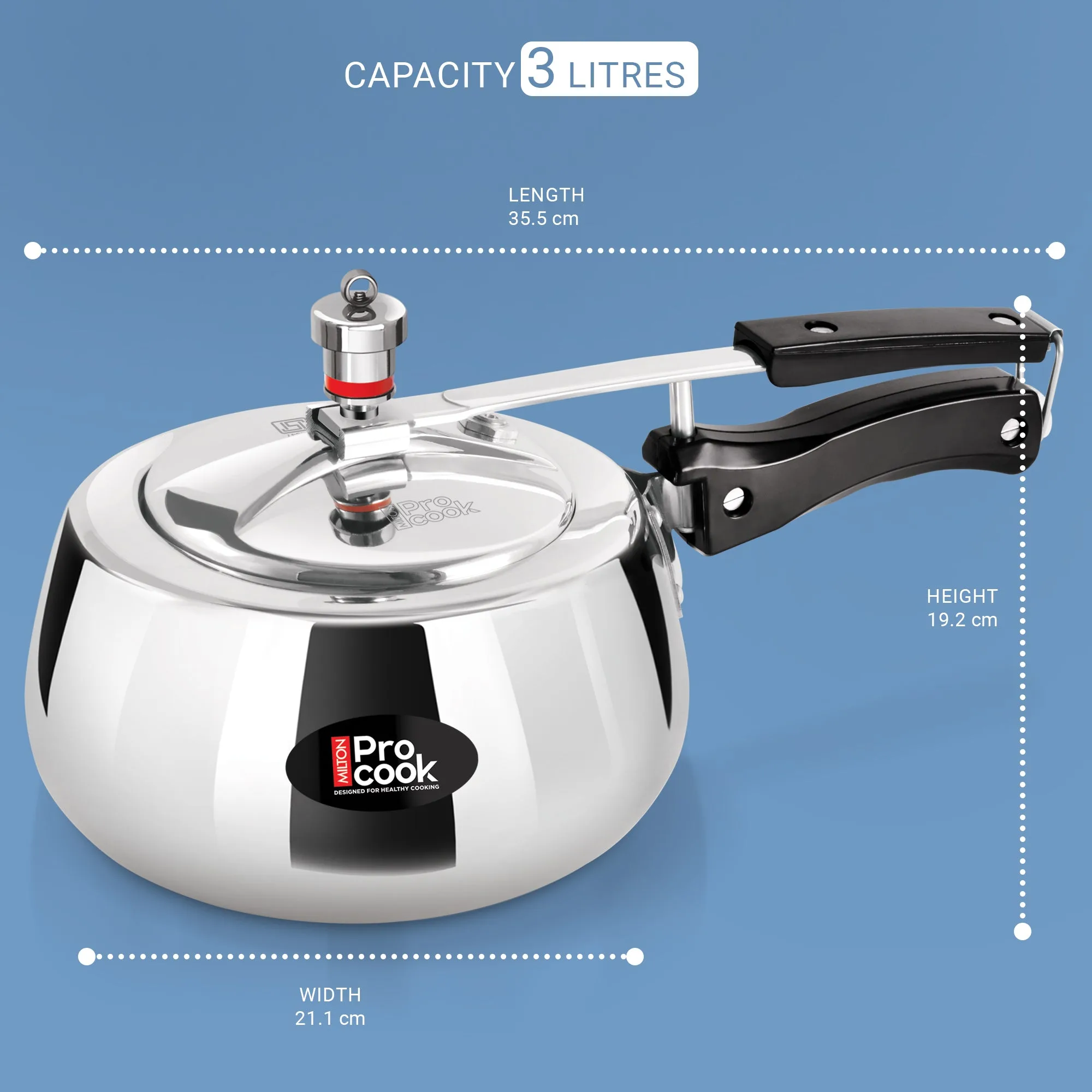 Inner Lid Curve Aluminium Induction Pressure Cooker (Milton Procook) - Image 6