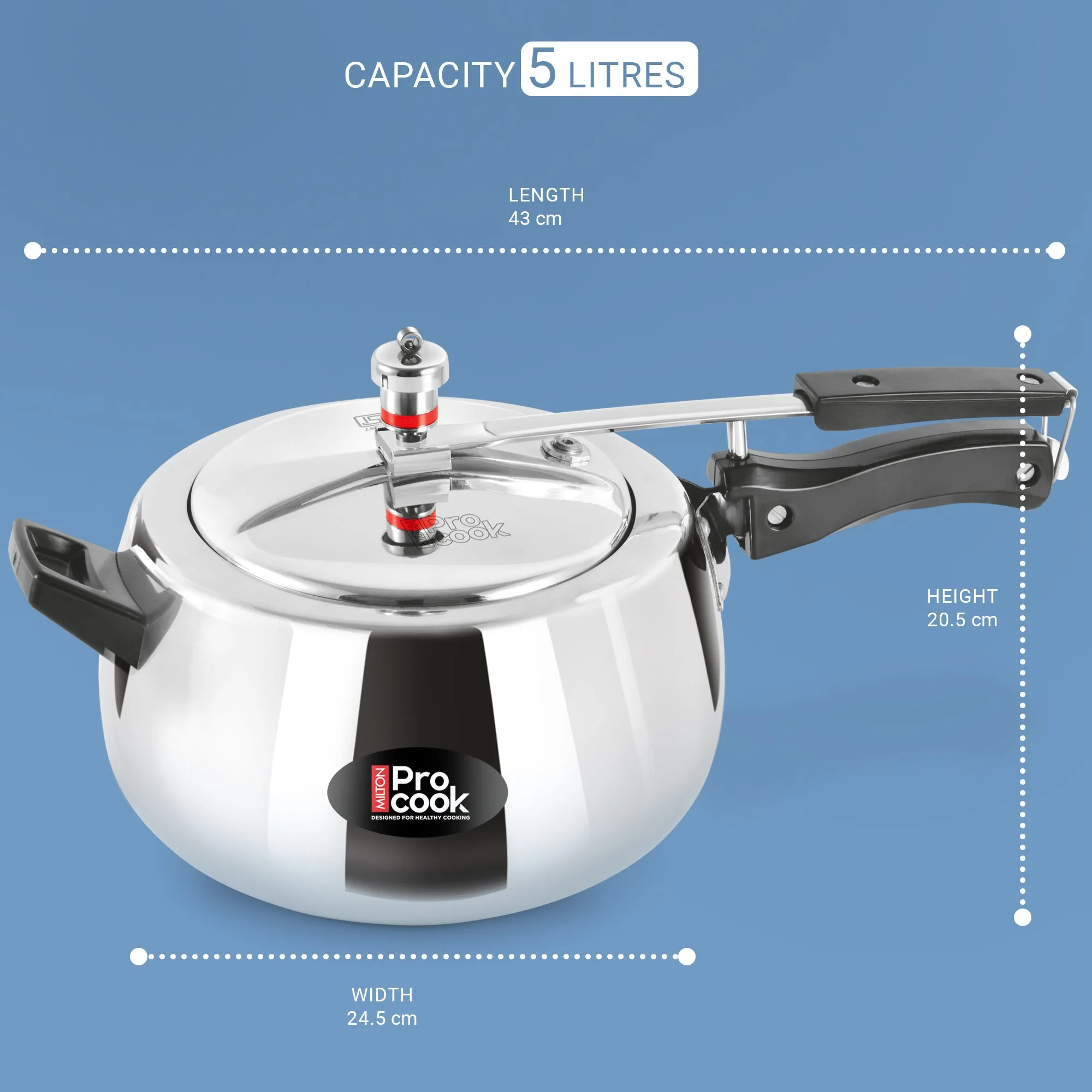 Inner Lid Curve Aluminium Induction Pressure Cooker (Milton Procook) - Image 8