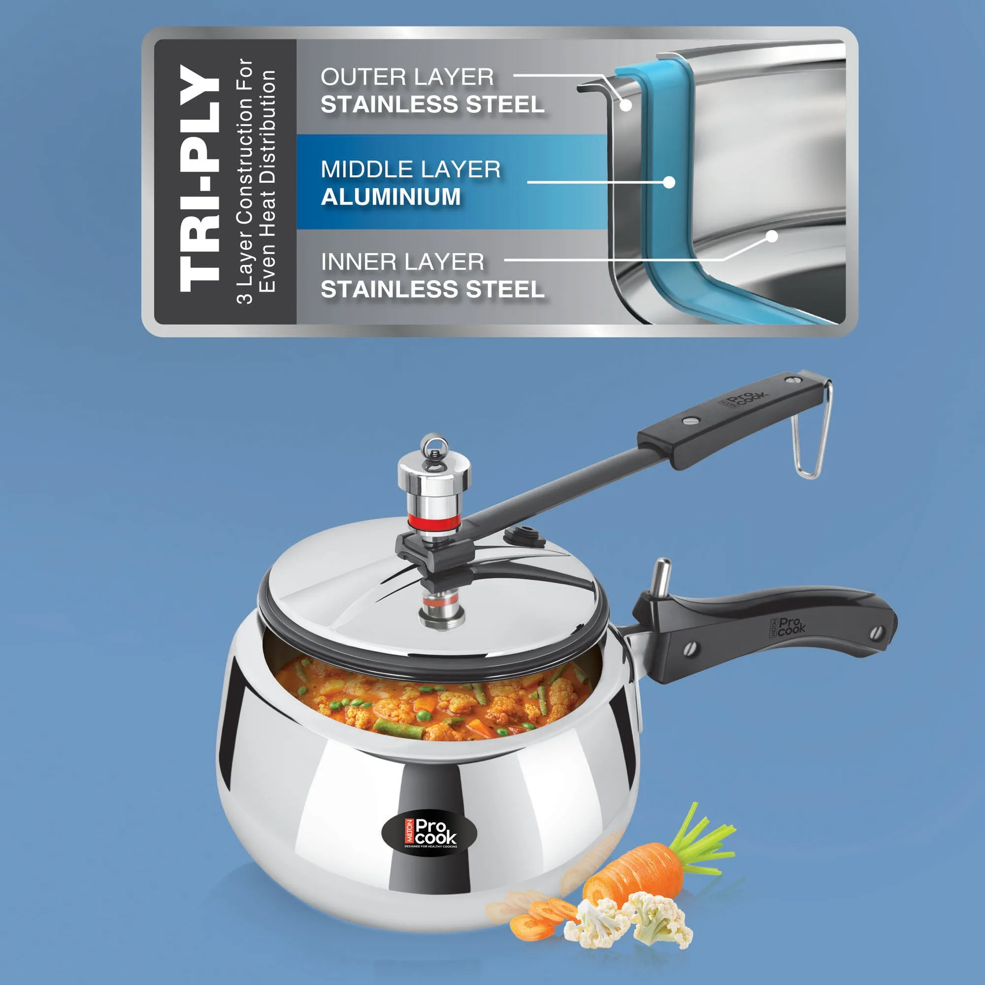 Pressure Cooker Inner Lid Curve Triply (Milton Procook) - Image 5