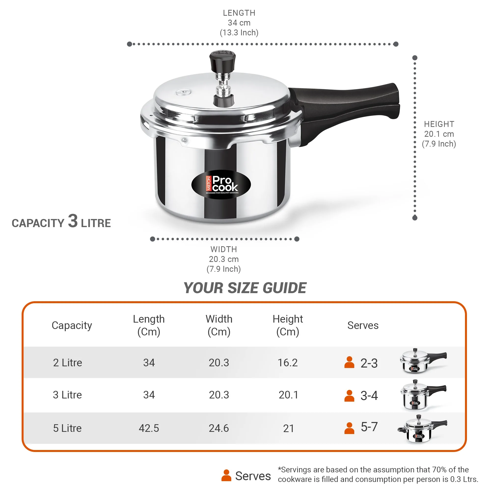 Pressure Cooker Outer Lid Aluminium Non Induction (Milton Procook) - Image 7