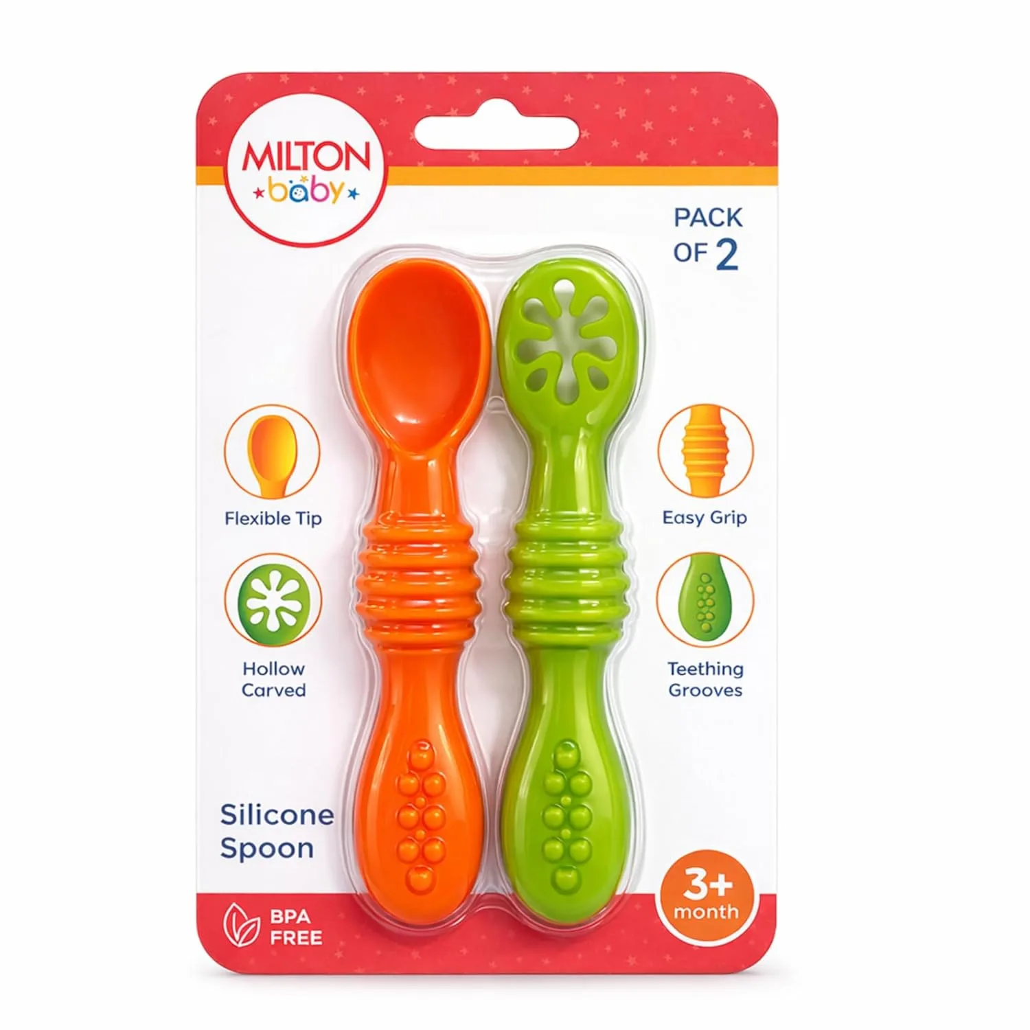 Silicon Feeding + Training Spoon Set for Baby (Milton) - Image 1
