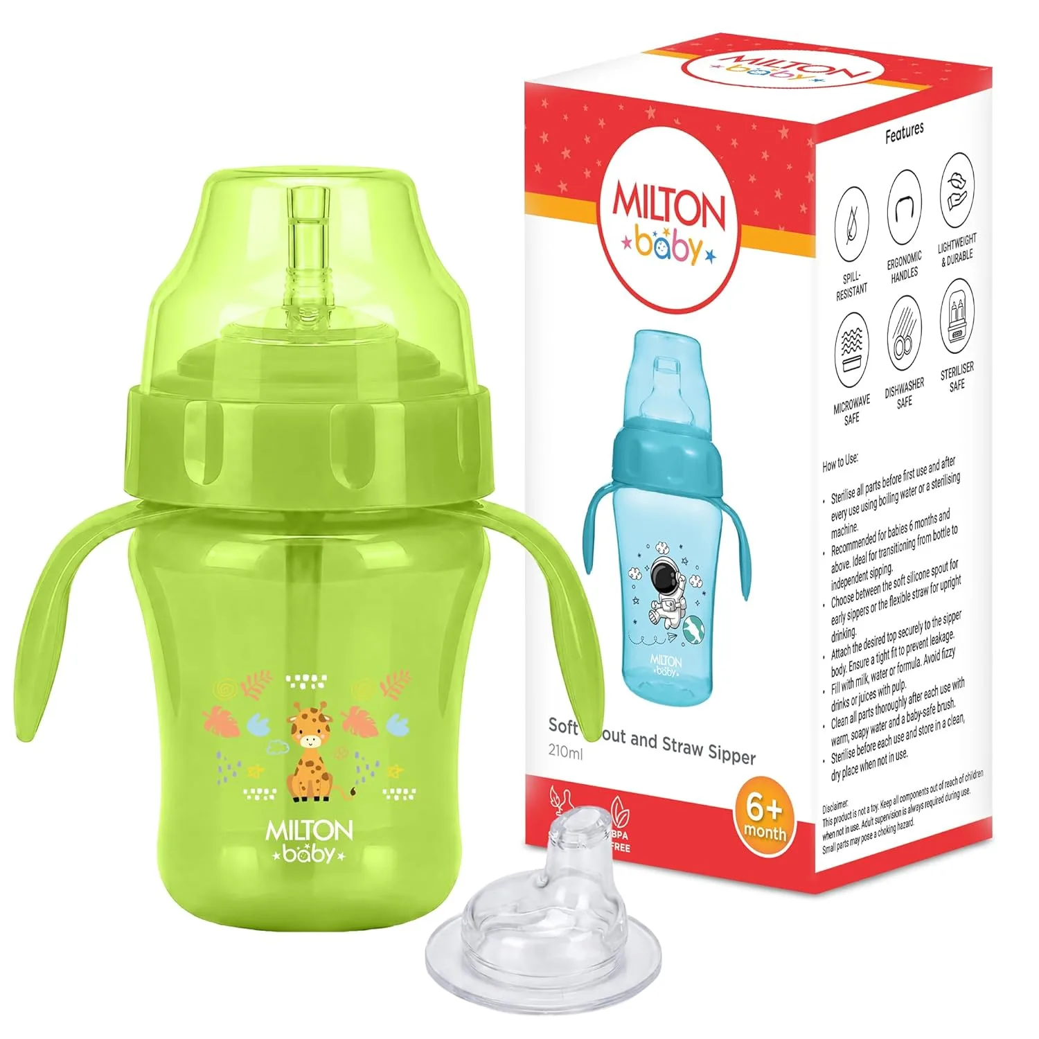 Soft Spout and Straw Sipper Water Bottle for Baby (Milton) - Image 2