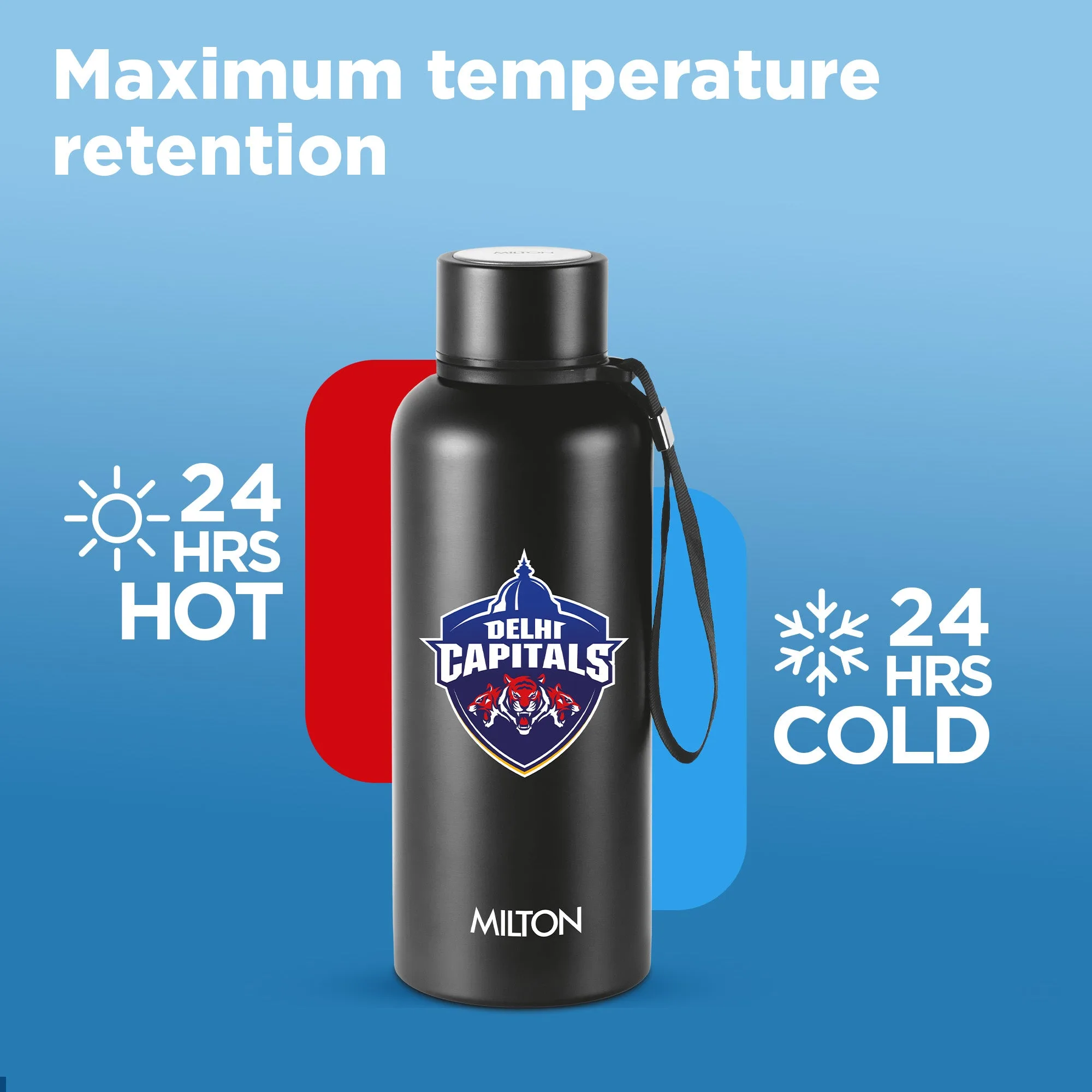 Sports Aura UV Printing Thermosteel Bottle - Delhi Capitals (DC) - Milton - Image 2