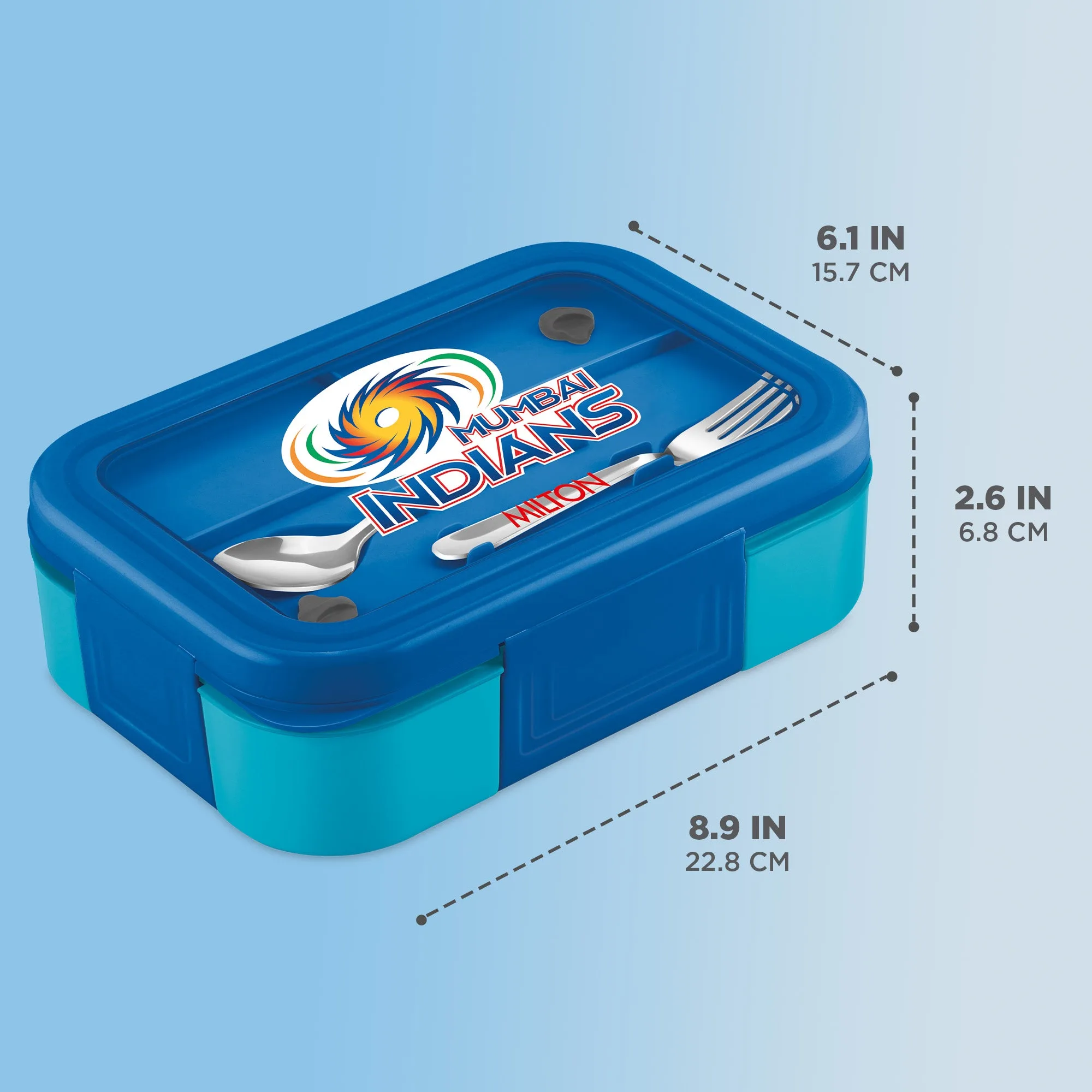Sports Ethan 2 UV Printing Steel Thermoware Lunchbox - Mumbai Indians (MI) - Milton - Image 2