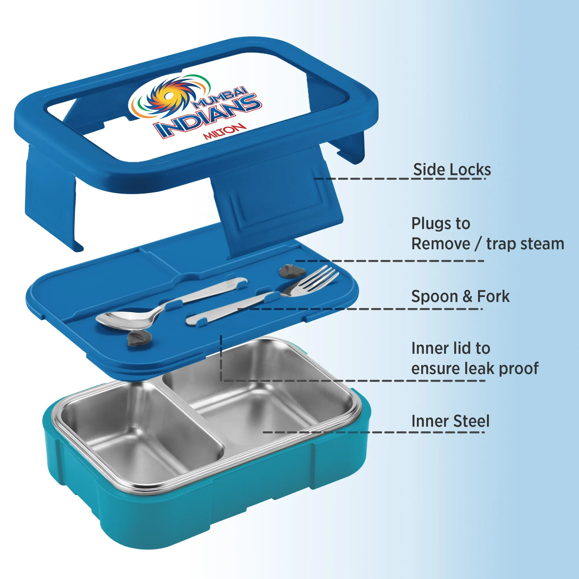 Sports Ethan 2 UV Printing Steel Thermoware Lunchbox - Mumbai Indians (MI) - Milton - Image 7