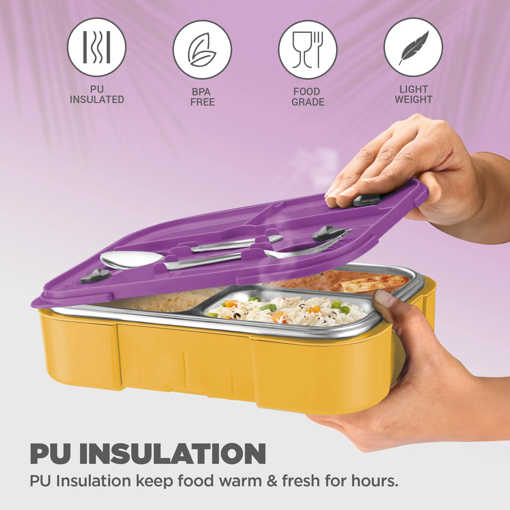 Sports Ethan 3 UV Printing Steel Thermoware Lunchbox - Kolkata Knight Riders (KKR) - Milton - Image 2
