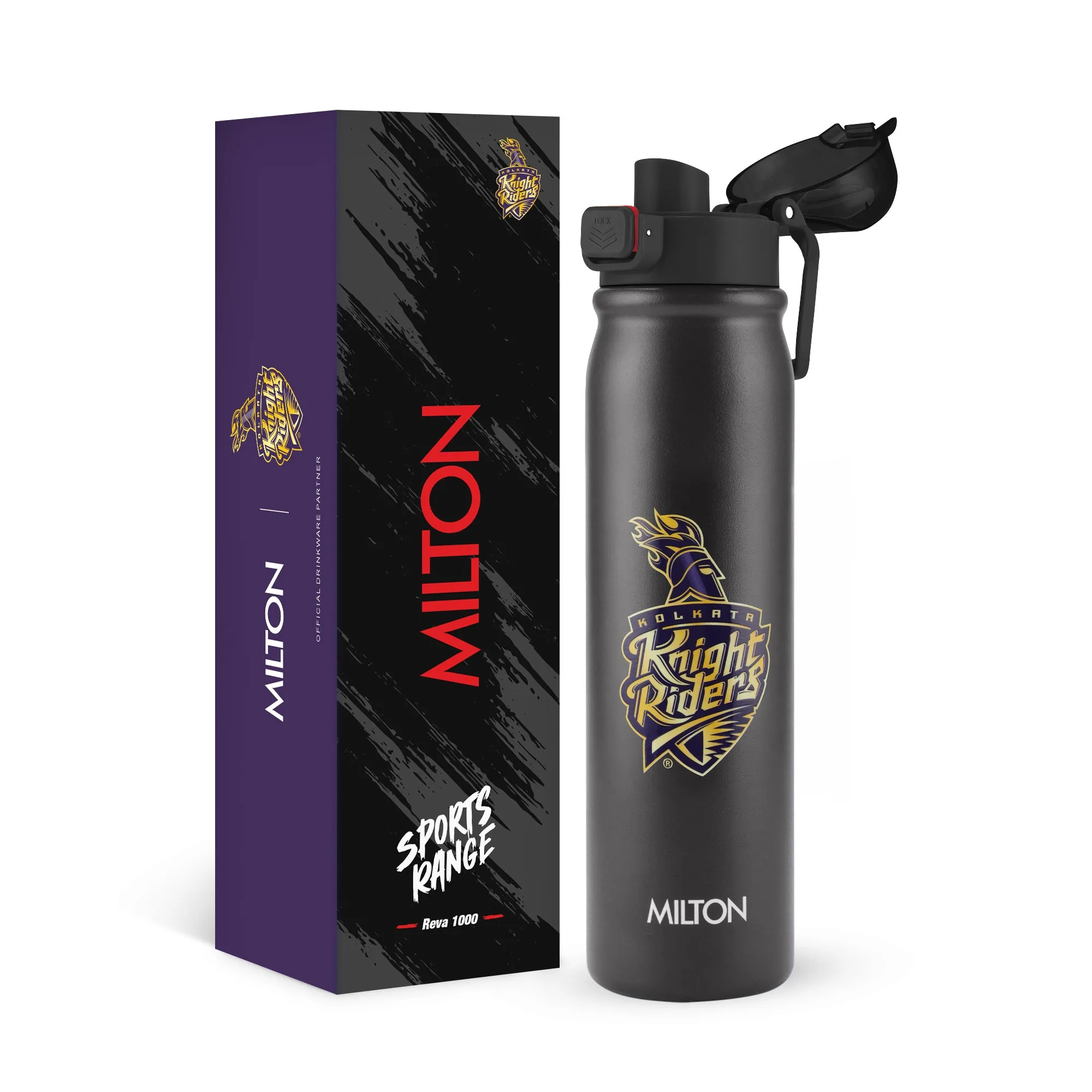 Sports Reva UV Printing Stainless Steel Bottle - Kolkata Knight Riders (KKR) - Milton - Image 1
