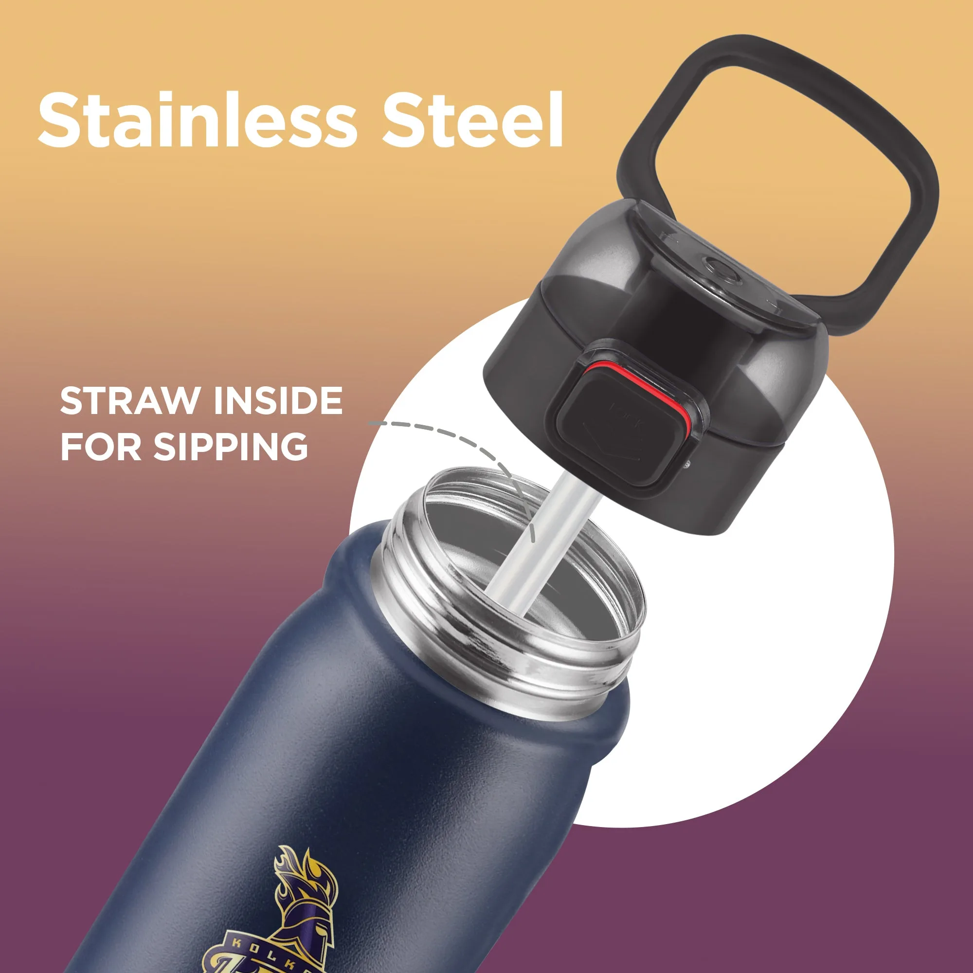 Sports Reva UV Printing Stainless Steel Bottle - Kolkata Knight Riders (KKR) - Milton - Image 15