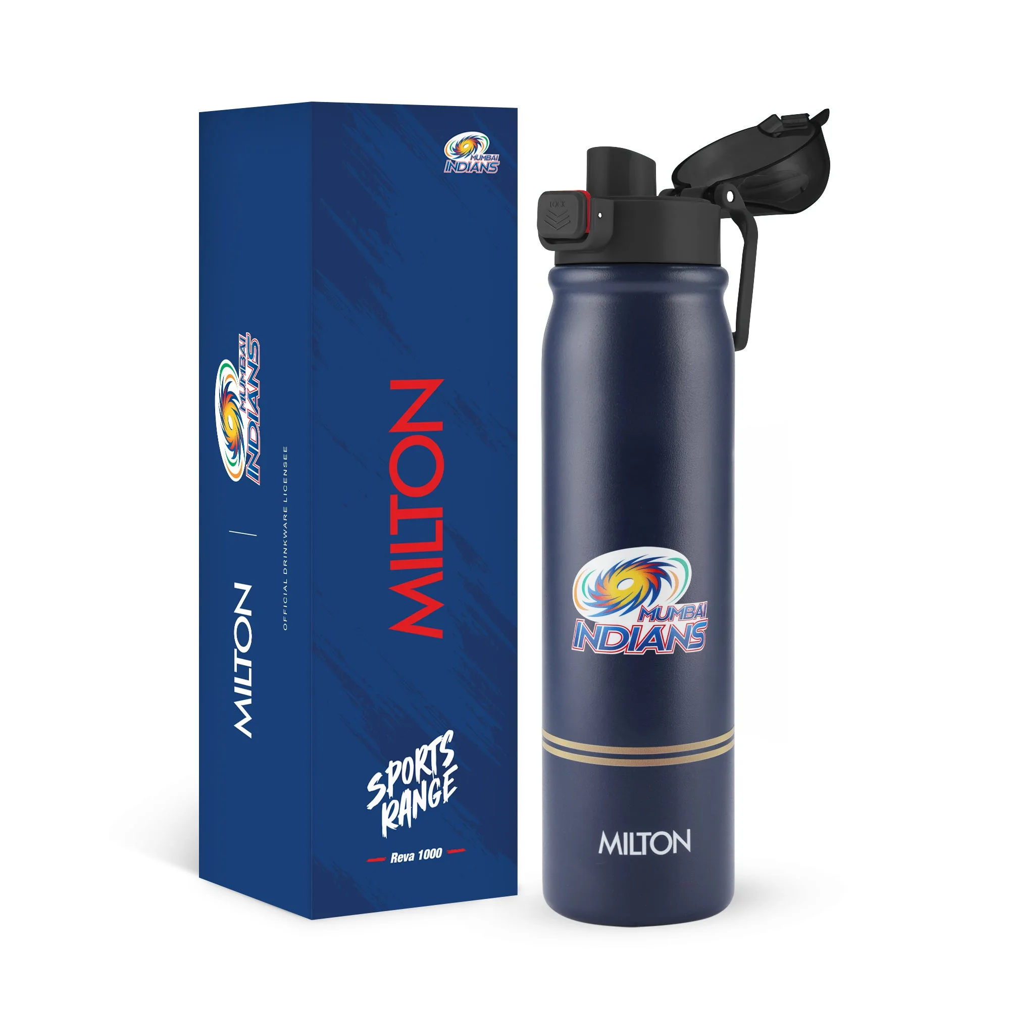 Sports Reva UV Printing Stainless Steel Bottle - Mumbai Indians (MI) - Milton - Image 1