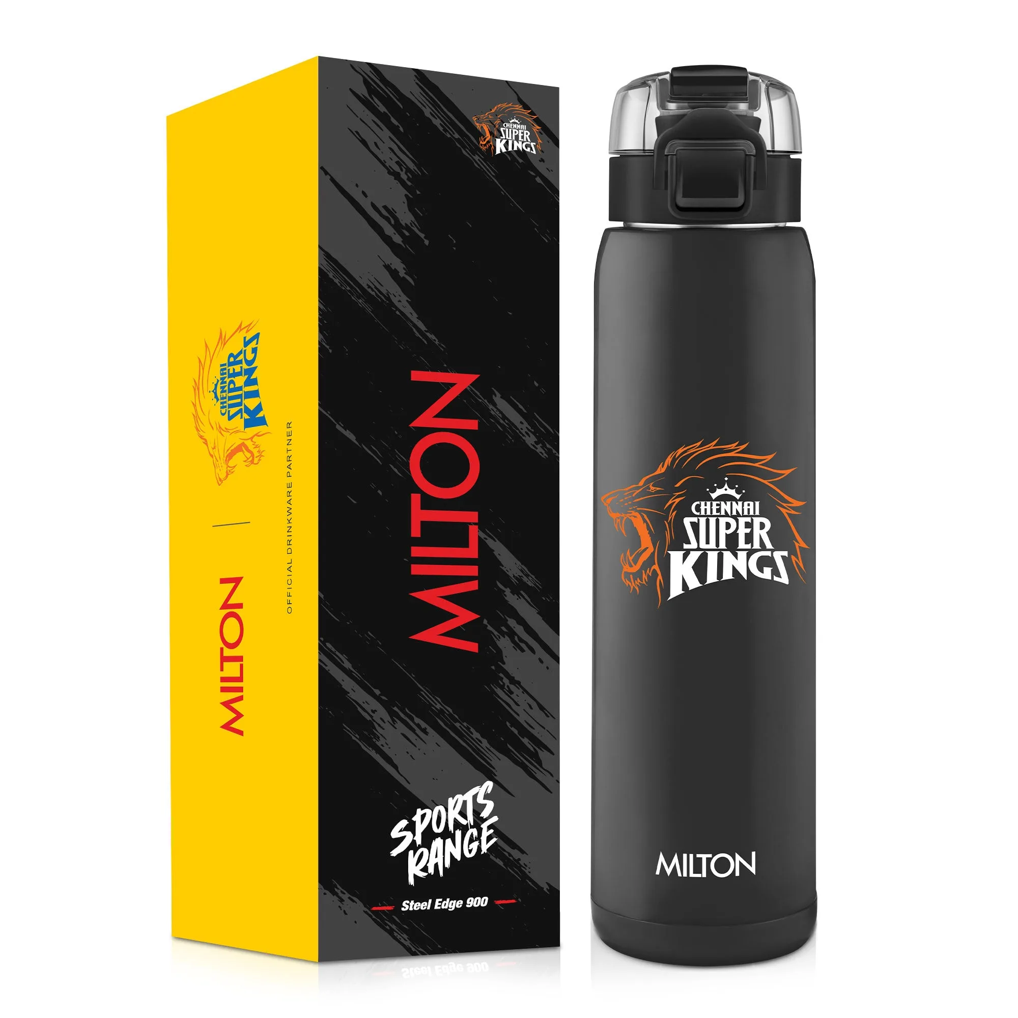 Sports Steel Edge UV Printing Thermoware Bottle With Twin Lid - Chennai Super Kings (CSK) - Milton - Image 1