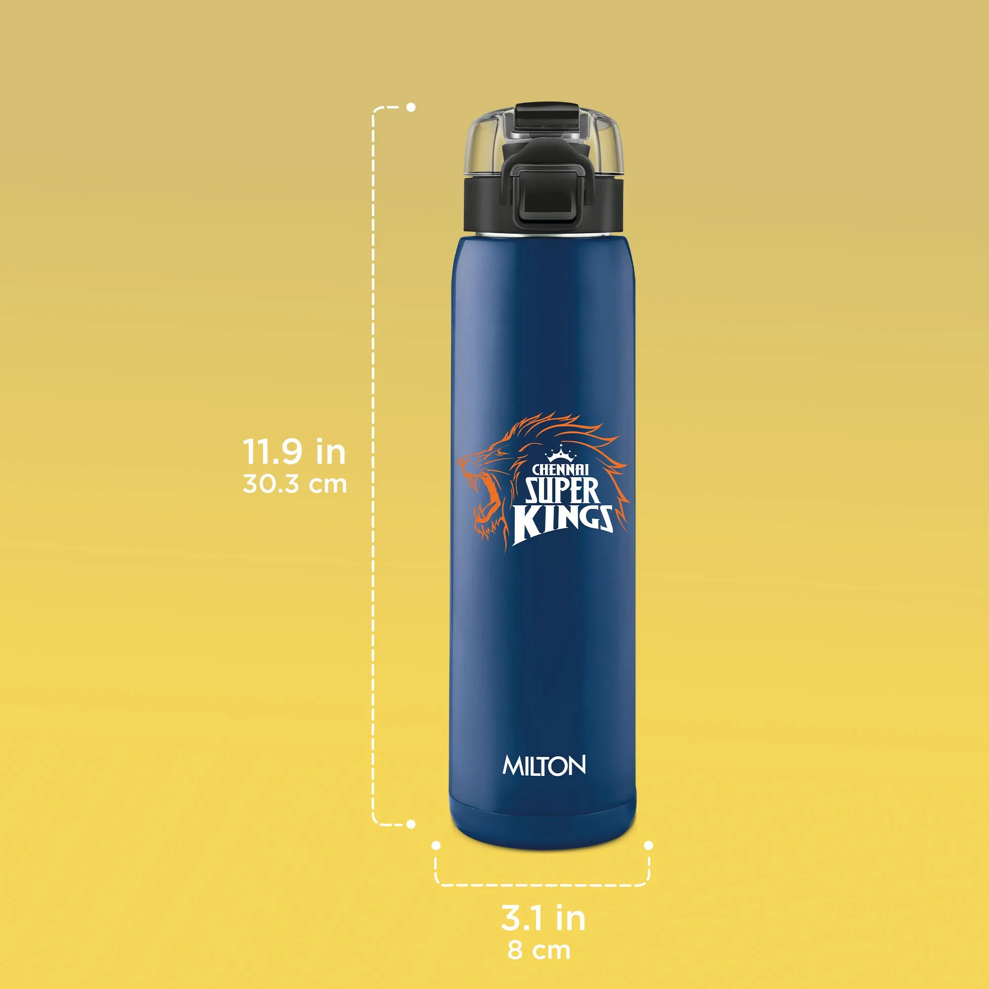 Sports Steel Edge UV Printing Thermoware Bottle With Twin Lid - Chennai Super Kings (CSK) - Milton - Image 10