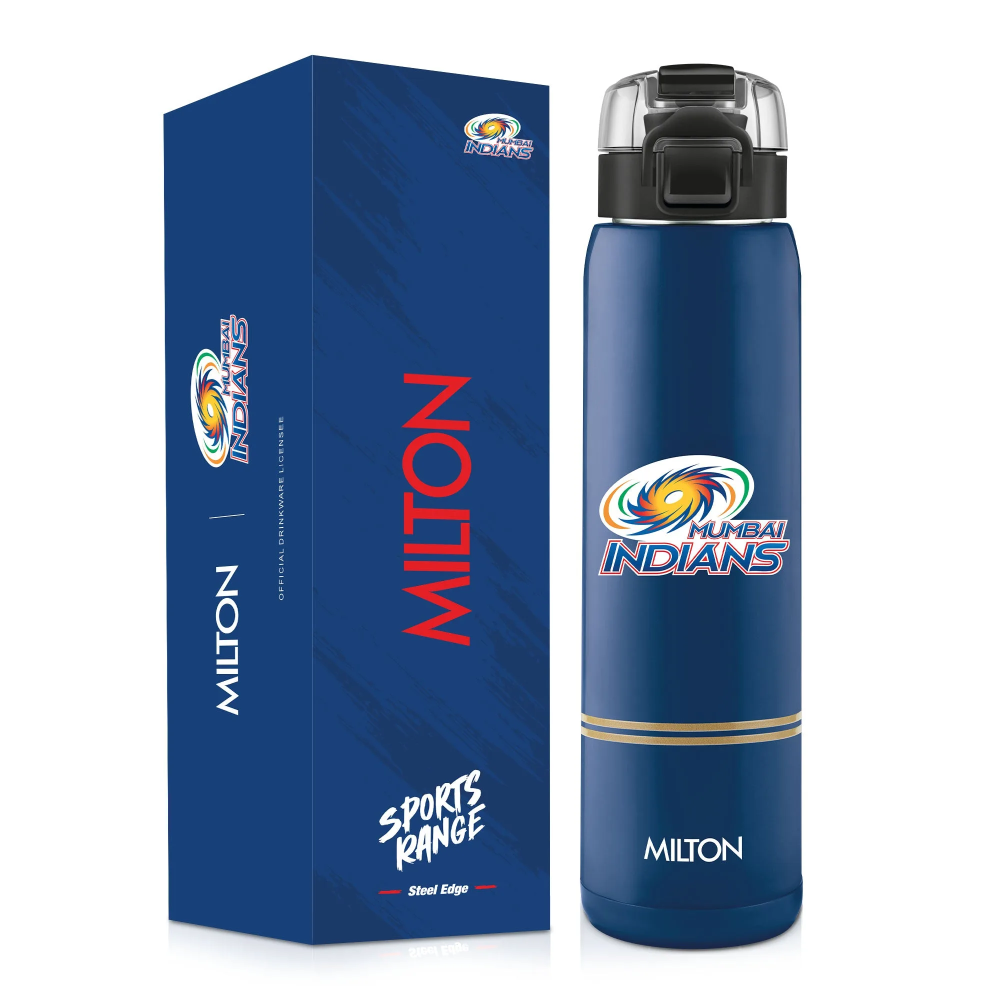 Sports Steel Edge UV Printing Thermoware Bottle With Twin Lid - Mumbai Indians (MI) - Milton - Image 1