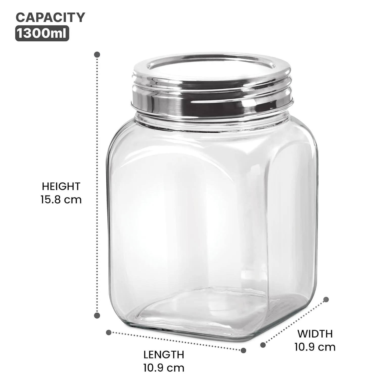 Square Jar With SS 304 Lid (Treo by Milton) - Image 7