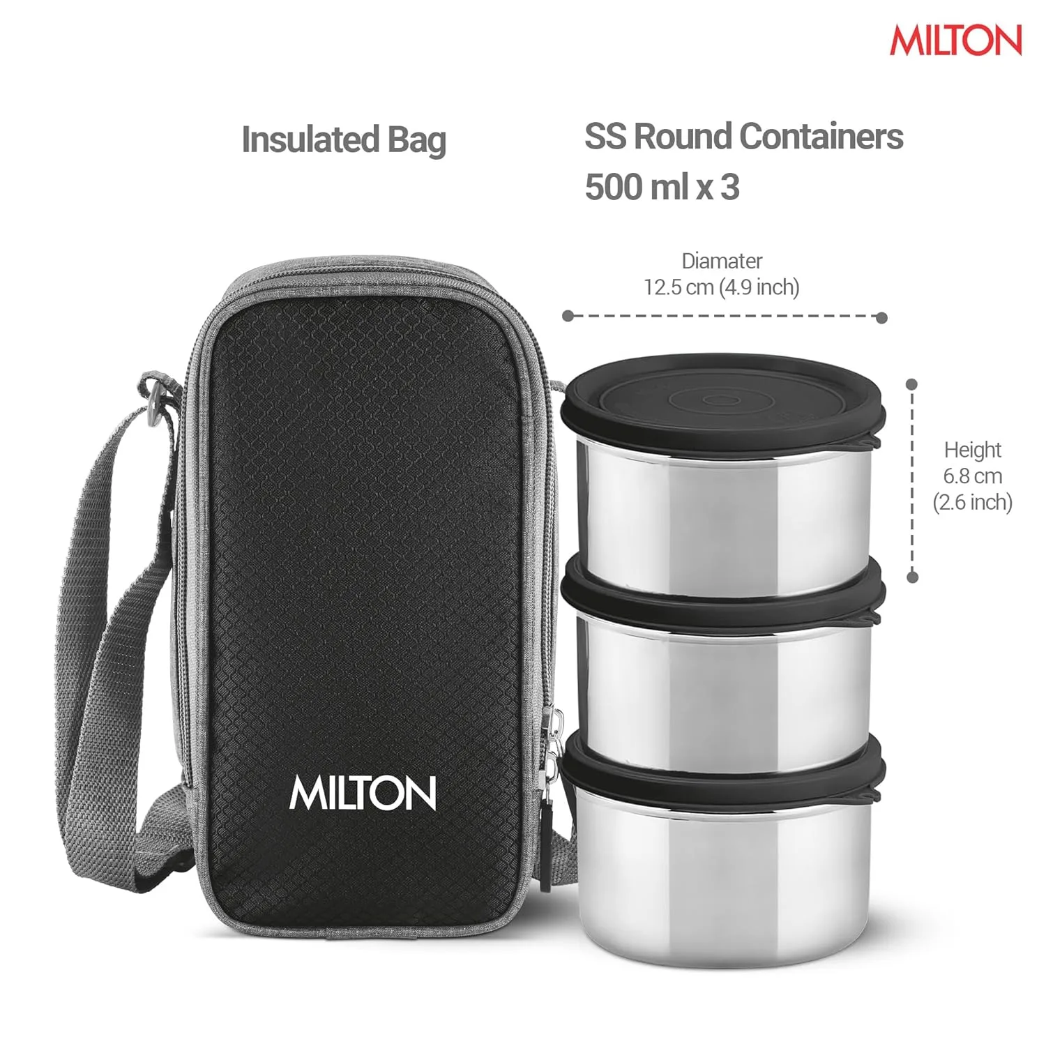 Stack Pack 3 Vertical Insulated Tiffin And Jacket (Milton) - Image 6