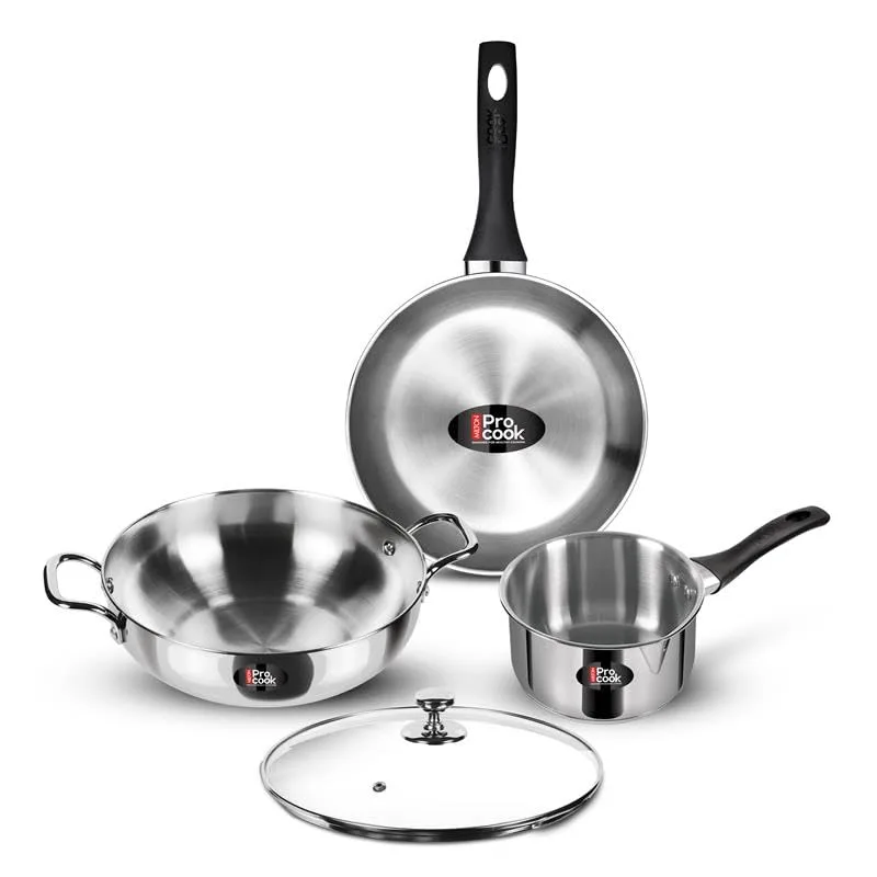 Stainless Steel Sandwich Bottom Induction 4 pcs Kitchen Set (Procook By Milton) - Image 1