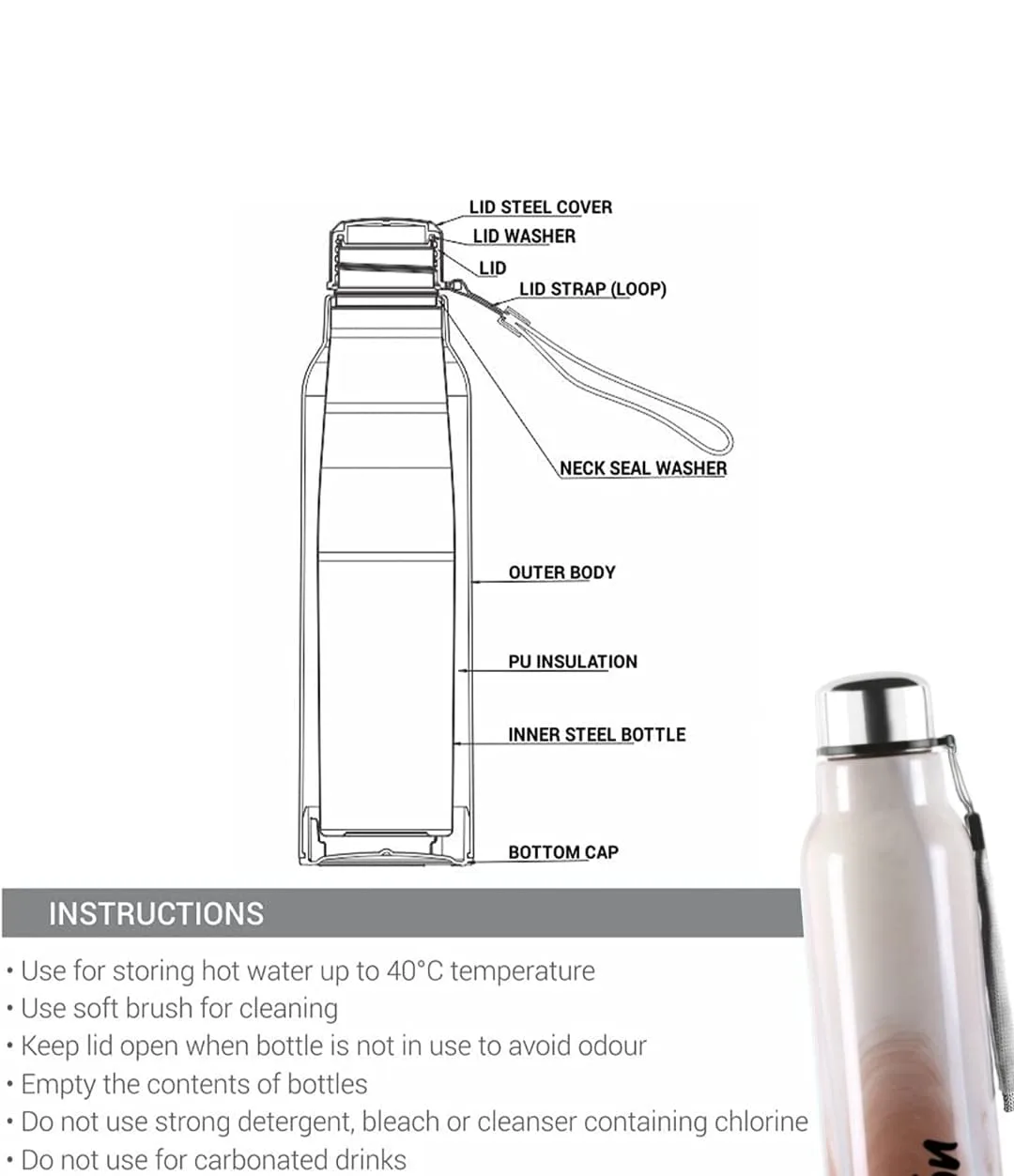 Steel Marble Water Bottle (Milton) - Image 14