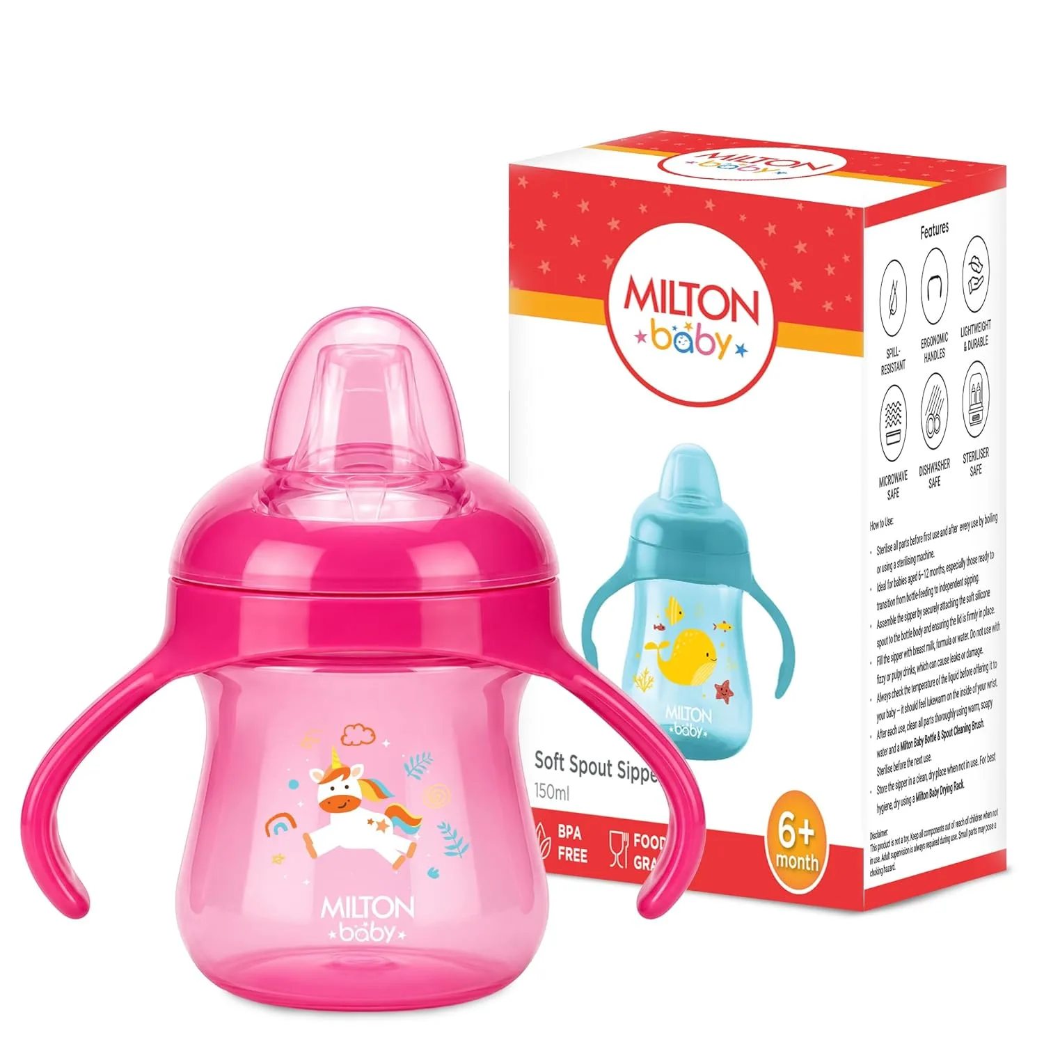 Training Soft Spout Sippy Cup for Baby (Milton) - Image 3