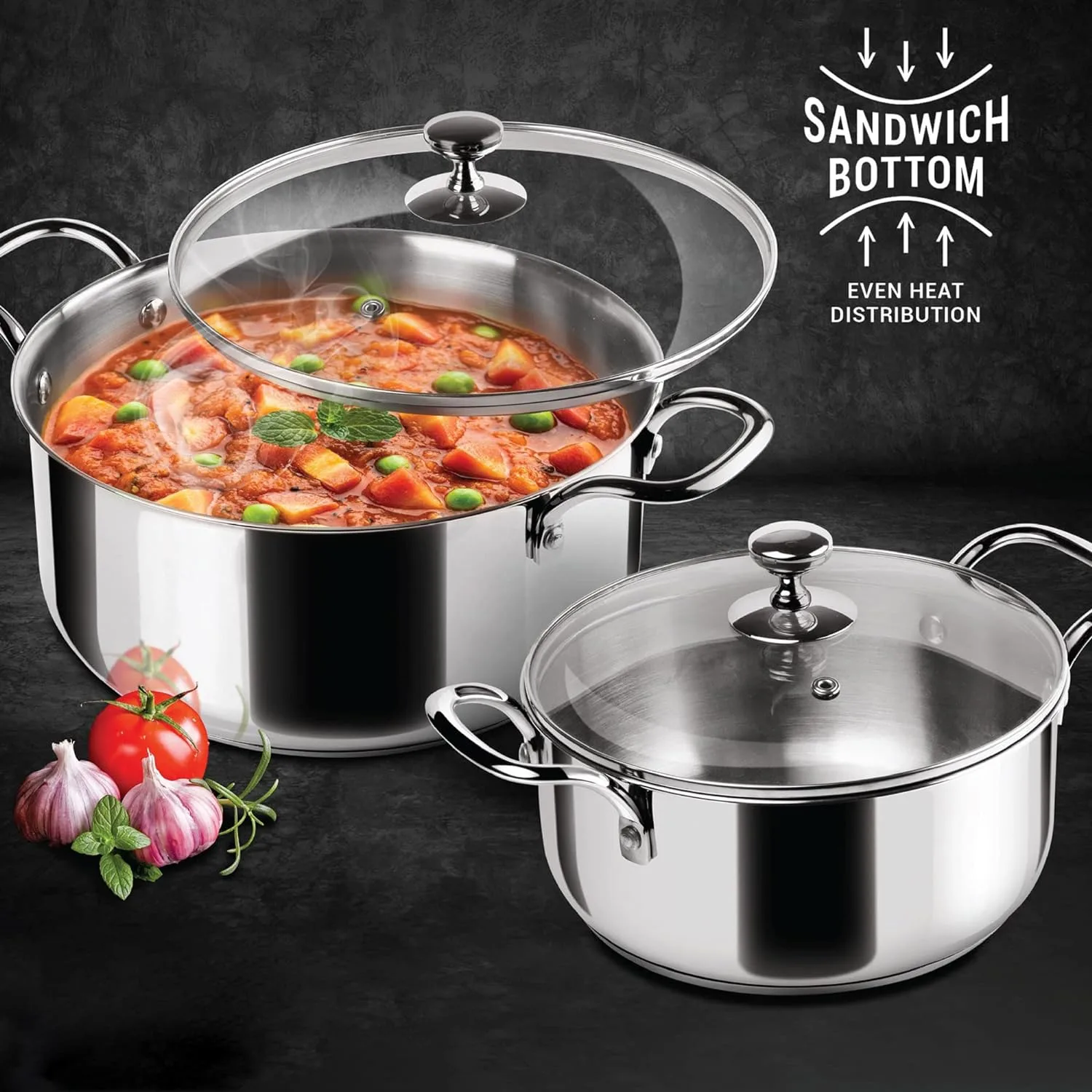 Tri Ply Stainless Steel Casserole With Lid Sandwich Bottom (Milton Procook) - Image 6
