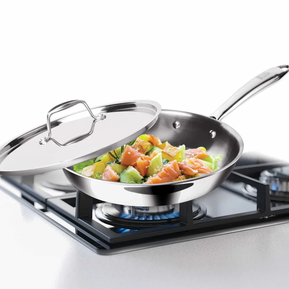 Triply Stainless Steel Fry Pan With Lid (Milton Procook)