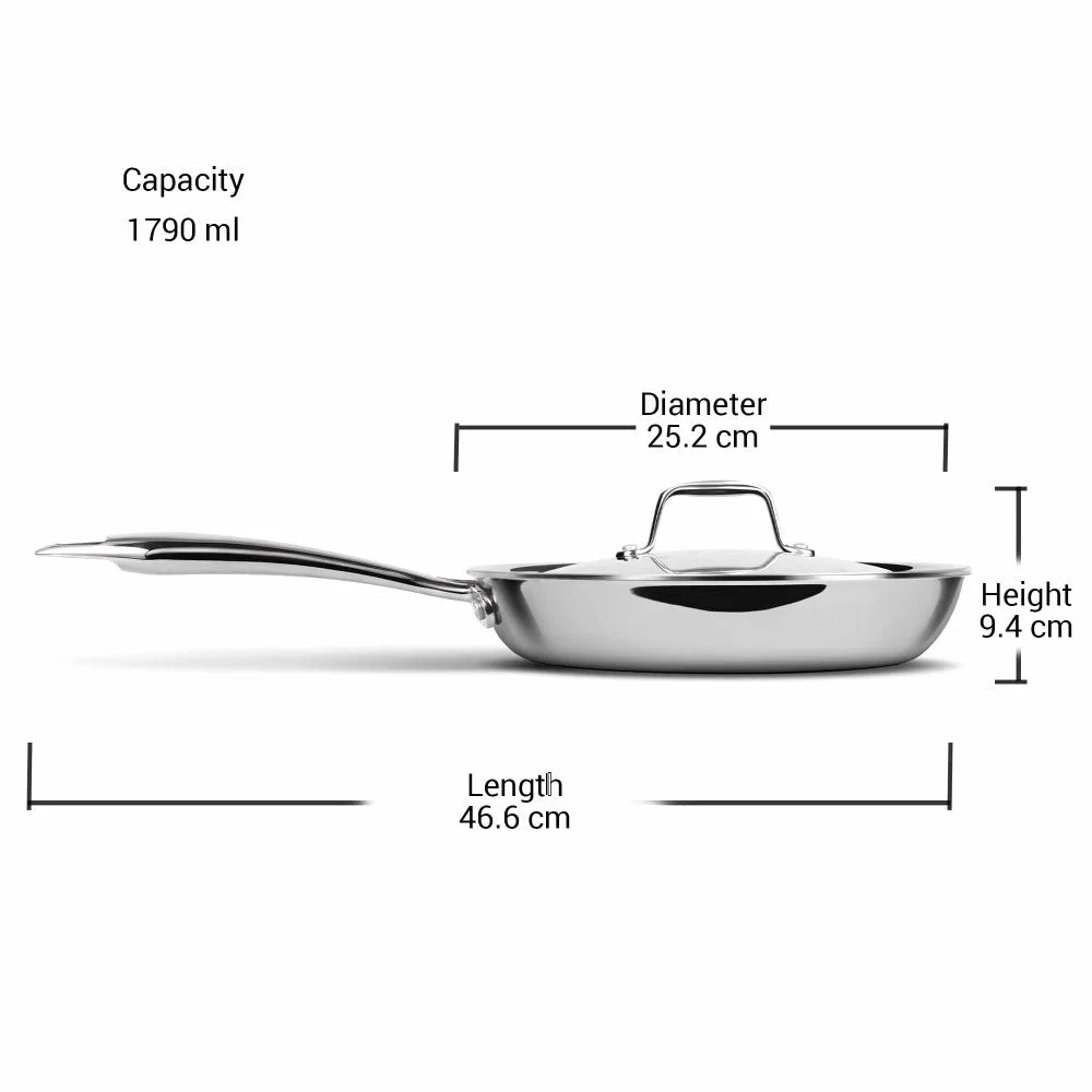 Triply Stainless Steel Fry Pan With Lid (Milton Procook) - Image 10