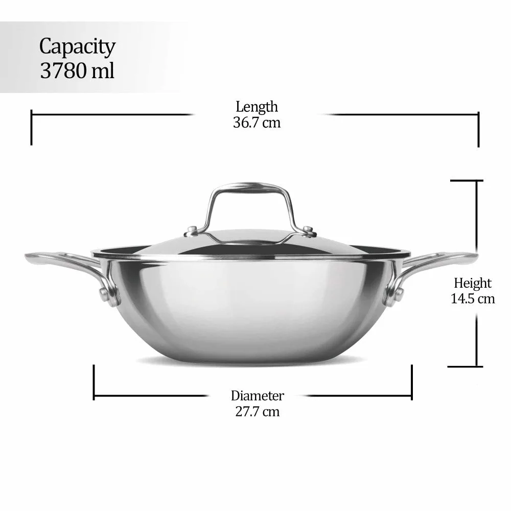 Triply Stainless Steel Kadhai with Lid (Milton Procook) - Image 12