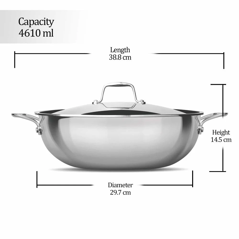 Triply Stainless Steel Kadhai with Lid (Milton Procook) - Image 13