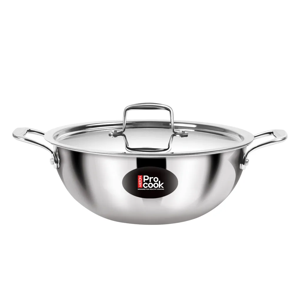 Triply Stainless Steel Kadhai with Lid (Milton Procook) - Image 17
