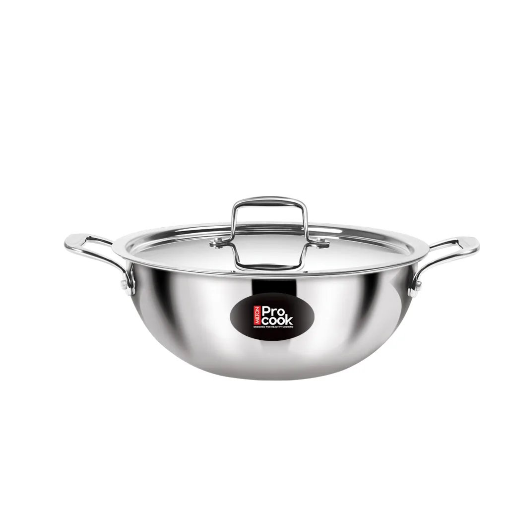 Triply Stainless Steel Kadhai with Lid (Milton Procook) - Image 2