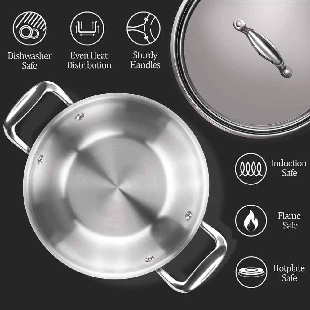 Triply Stainless Steel Kadhai with Lid (Milton Procook) - Image 7