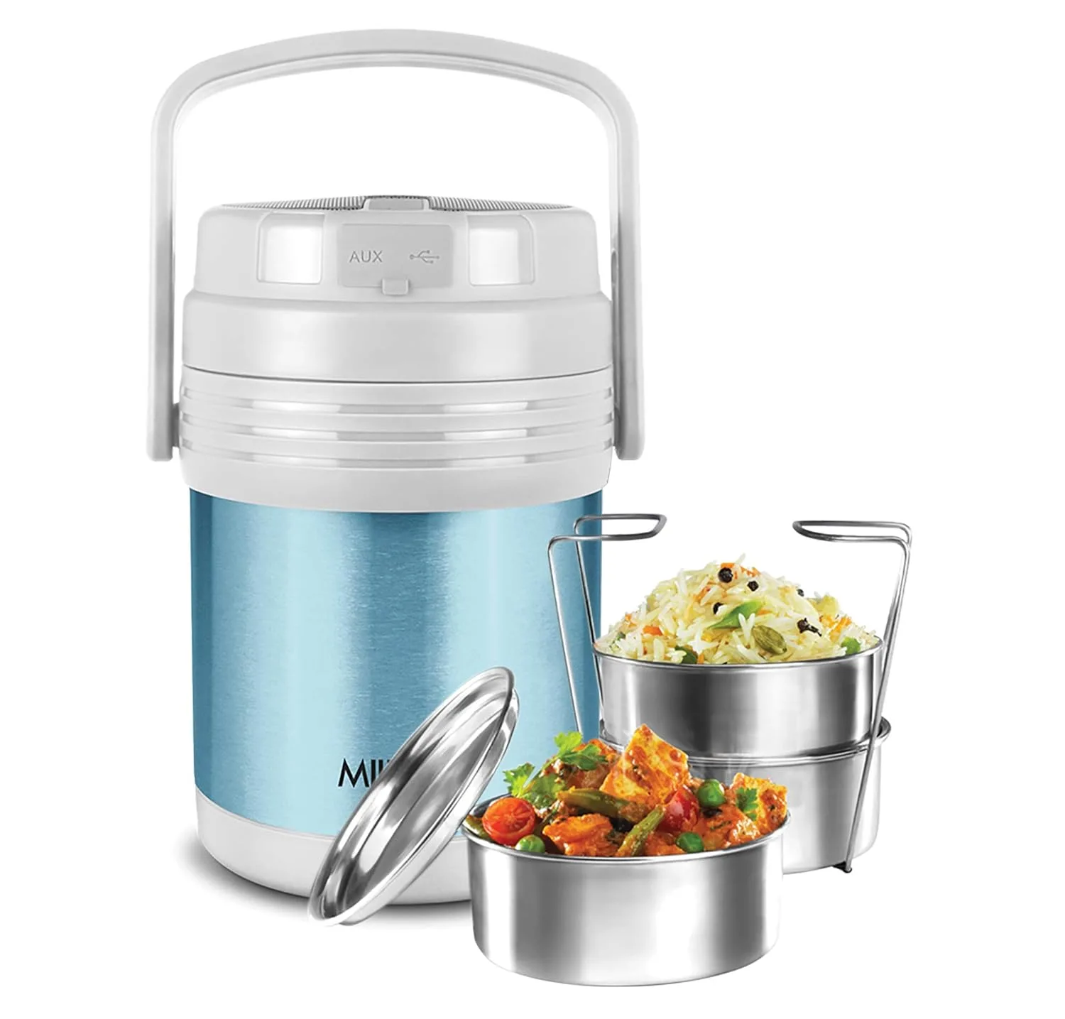 Woofer Thermosteel Tiffin With Bluetooth Speaker (Milton) - Image 3